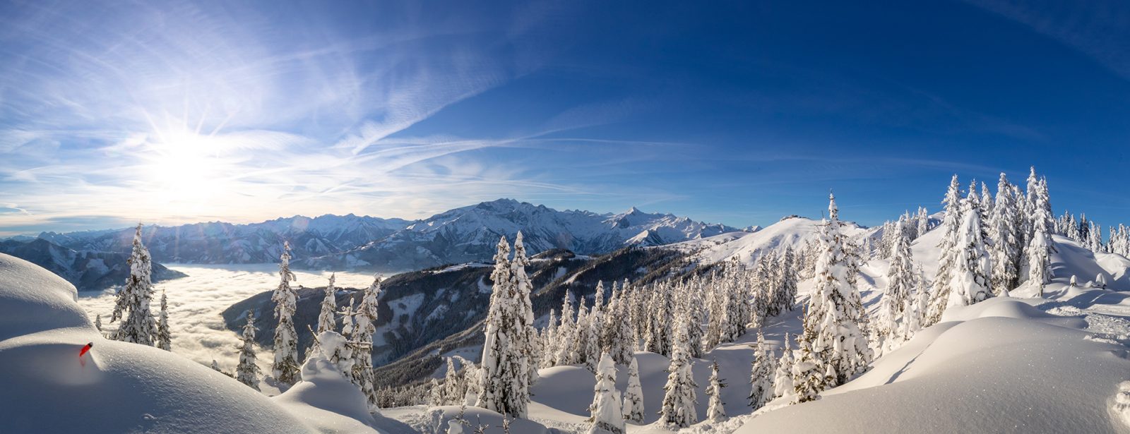 A winter view of the mountains near Zell am See